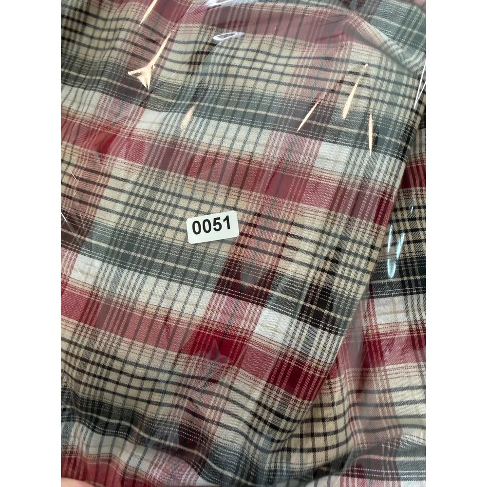 Plains‎ Western Wear Pearl Snap Shirt Mens Large Red Black Cowboy Long Sleeve